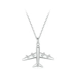 Delicate Airplane Pendant Necklace Platinum Plated Necklace